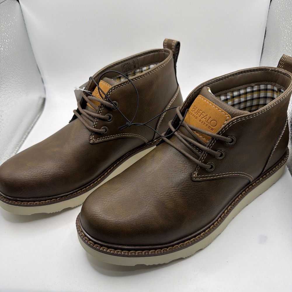 Buffalo David Bitton Boots Men's Brown Lace Up Memory Foam Comfort  Size 11 New